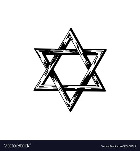 Star Of David Tattoo Design, David Star Tattoo, Star Of David Tattoo, Lone Wolf Tattoo, 6 Pointed Star, Religion Tattoos, Married Couple Tattoos, David Tattoo, Luck Symbols