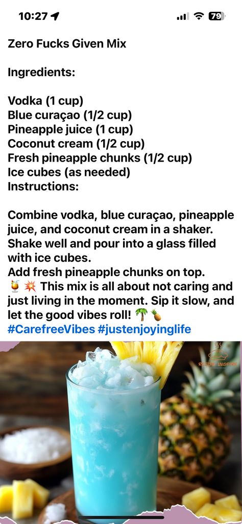 Blue Curacao, Pineapple Juice, Coconut Cream, Good Vibes, Vodka, Pineapple, Juice, Coconut, Good Things