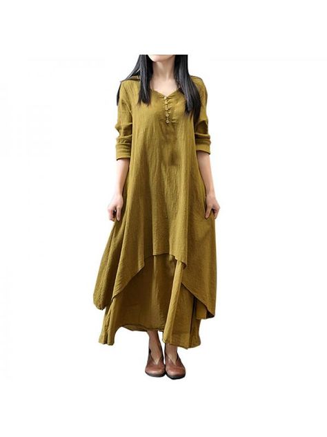 Lavaport Womens Ethnic Boho Cotton Linen Long Sleeve Maxi Dress Gypsy Dresses #Ad #Boho, #ad, #Cotton, #Linen Baggy Dresses, Stylish Maxi Dress, Dramatic Style, Plus Size Vintage, Linen Maxi Dress, Plus Size Maxi Dresses, Women's Slippers, Dresses Ideas, Long Sleeve Maxi