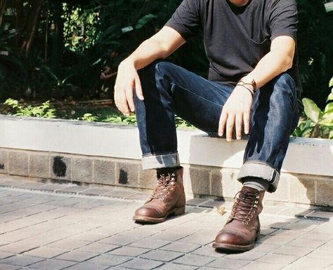 raw denim Japan blue &redwing iron ranger 8111 Redwing Iron Ranger 8111, Redwing Iron Ranger Outfits, Redwing 8111, Iron Ranger Outfit, Iron Ranger 8111, Redwing Iron Ranger, Red Wing Iron Ranger, Iron Ranger, Adam Style