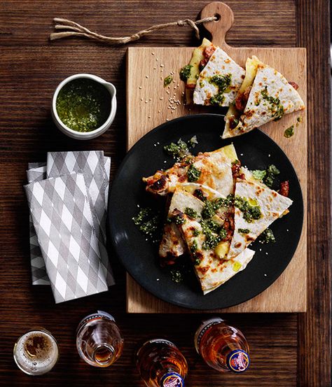 Gourmet Traveller: Blackjack Quesadillas With Salsa Verde Quesadillas Photography, Spicy Soups, Quesadillas Recipes, How To Make Margaritas, Spicy Soup, Best Mexican Recipes, My Lifestyle, Quesadilla Recipes, Spicy Pork