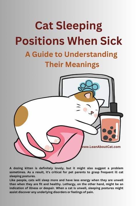 Cat Sleeping Positions When Sick Cat Sleeping Positions Meaning, Cat Information Facts, Tips For Cat Owners, Sleep Posture, Cats Sleeping In Bed, Sick Cat, Cat Health Care, Cat Behaviours Explained, Cat Info