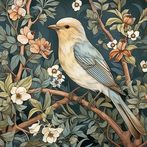 Bird Tapestry, Magpie Art, Finch Bird, William Morris Patterns, Large Tapestry, Finches Bird, Paper Decoupage, William Morris Art, Large Tapestries