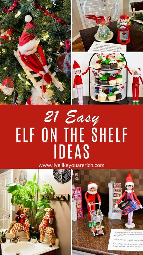 Our elves, Pepper Mint and Winter Mint, have had some creative Elf-on-the-Shelf ideas in our home. Here are 21+ easy elf on the shelf ideas. Elf Ideas Easy Creative, Pepper Mint, Elf Ideas Easy, Easy Elf On The Shelf, Easy Elf, Elf On A Shelf Ideas, Elf Ideas, Elf On A Shelf, True North