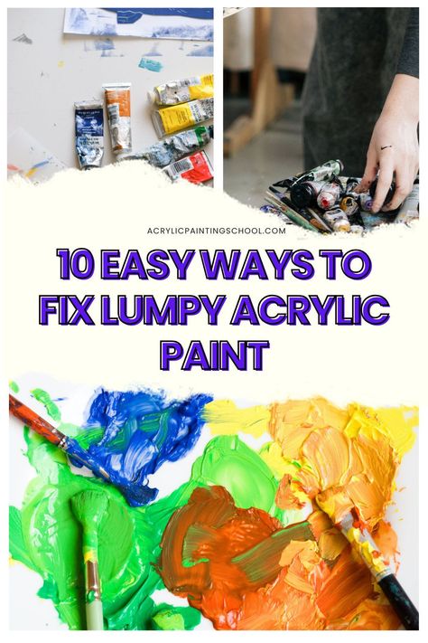 Fix lumpy acrylic paint with these easy 10 methods you can try at home! I also share my best tips on how to make sure acrylic paint doesn't get lumpy. Visit the blog to learn more Natural Hair Brush, Painting School, Fine Mesh Strainer, Leftover Paint, Paint Thinner, Paint Tubes, Mesh Strainer, Acrylic Painting Tips, Paint Acrylic