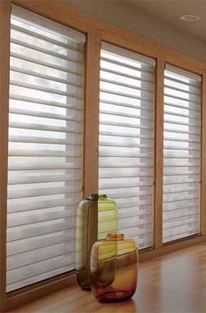 Modern Window Blind, Persiana Sheer Elegance, Contemporary Window Treatments, Privacy Blinds, Modern Window Treatments, White Blinds, Modern Blinds, Living Room Blinds, Drapery Designs