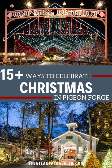 Pigeon Forge, TN, is the perfect family-friendly spot to celebrate the Christmas season. With plenty of Christmas shows, holiday lights, delicious restaurants, fun adventures, and great attractions, Christmas in Pigeon Forge cannot be beat. The Christmas Place Pigeon Forge, Christmas Pigeon Forge, Pigeon Forge Tn Things To Do, Gaitlandburg Tennessee Christmas, Christmas In Pigeon Forge Tn, Gatlinburg And Pigeon Forge Tennessee, Christmas In Gatlinburg Tn, Pigeon Forge With Kids, Pigeon Forge Tennessee Things To Do In