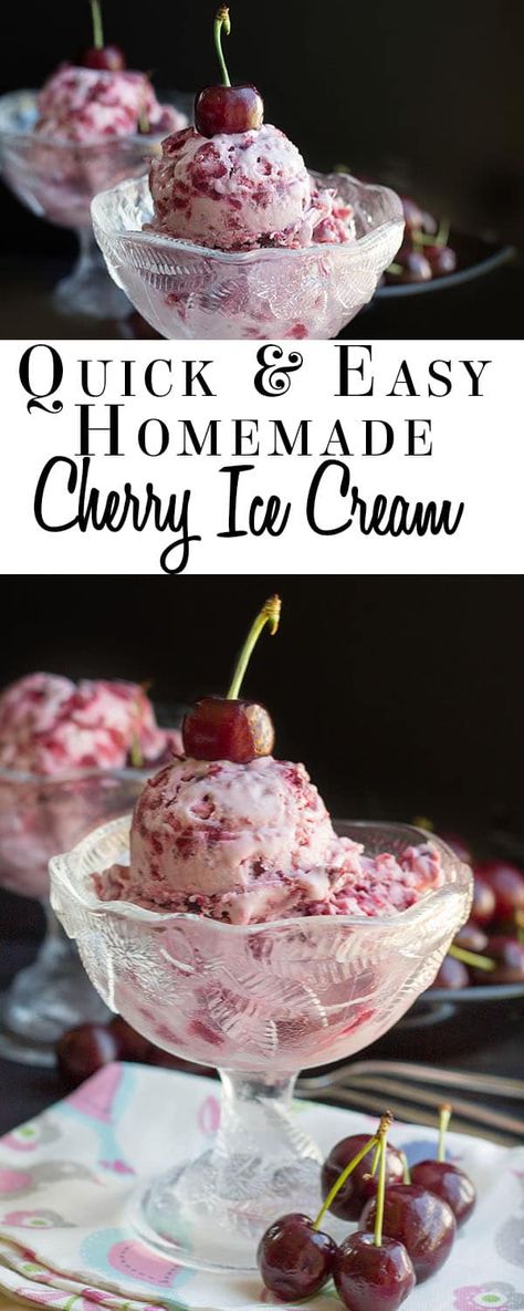 Quick & Easy Homemade Cherry Ice Cream - Erren's Kitchen Homemade Cherry Ice Cream, Cherry Ice Cream Recipe, Cherry Ice Cream, Homemade Ice Cream Recipes, No Churn Ice Cream, Frozen Cherries, Cherry Recipes, Ice Cream Popsicles, Ice Cream Treats