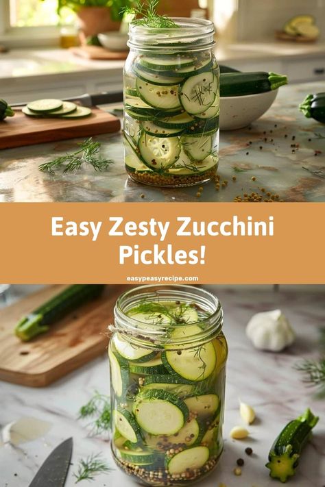 Easy Zucchini Refrigerator Pickles Recipe: A Crunchy, Tangy Delight! Ways To Cook Zucchini, Canning Zucchini, Refrigerator Pickle Recipes, Zucchini Pickles, Easy Zucchini Recipes, Pickles Recipe, Raspberry Cookies, Refrigerator Pickles, Hearty Casseroles