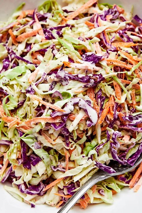 The Best Coleslaw Recipe (So Easy!) Best Coleslaw Recipe For Bbq, Coleslaw Recipe Healthy, Coleslaw Recipe For Brisket, Best Coleslaw For Pulled Pork, Simple Coleslaw Recipe, Tricolor Coleslaw Recipes, Coleslaw For Fish And Chips, Easy Coleslaw Recipe, Cole Slaw For Brisket Sandwich