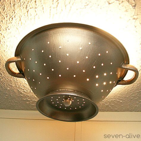 Colander Decor, Colander Light, Silver Metallic Paint, Vintage Repurposed, Modern Masters, Brand Promotion, Light Shade, Recycled Crafts, Top Pins