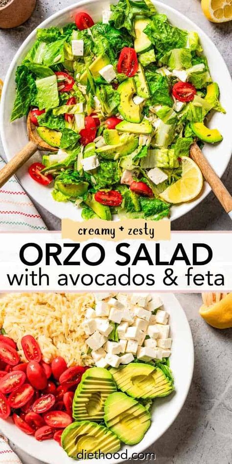 This flavor-packed Avocado and Feta Cheese Orzo Salad is perfect for a potluck, weekday lunches, or even a side dish! So easy to make, too! Easy Cheese Recipes, Healthy Eating Inspiration, Orzo Salad Recipes, Feta Cheese Salad, Orzo Salad, Orzo Pasta, Best Salad Recipes, Appetizer Salads, Dinner Salads