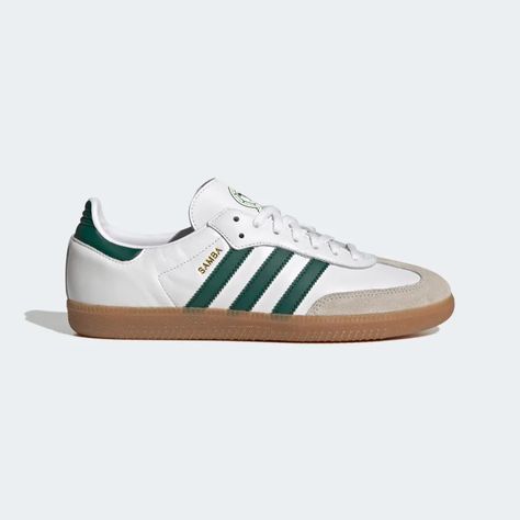 Show your colors on the world's biggest stage in these adidas Samba shoes. Inspired by Mexico's home jersey, serrated 3-Stripes stand out in green against the crisp white of the smooth leather upper, while the team's brand-new badge takes pride of place on the tongue. Other signature Samba details, including the T-toe and gum rubber outsole, combine for the perfect soccer-inspired finish. Samba Shoes, High Fashion Runway, Adidas Samba Og, نظارات شمسية, Adidas Kids, Adidas Sneaker, Mens Lifestyle, Adidas Samba Sneakers, Adidas Gazelle