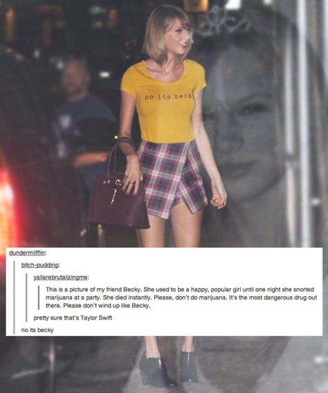 September 24 2014: Taylor Swift as her new alter ego, Becky Taylor Swift No Its Becky, Taylor Swift Sassy, No It’s Becky Taylor Swift, 2014 Taylor Swift, Taylor Swift Yelling At Security Guard, Taylor Swift Who’s Afraid Of Little Old Me, Taylor Swift Inside Jokes, Outfit Planning, Inside Joke