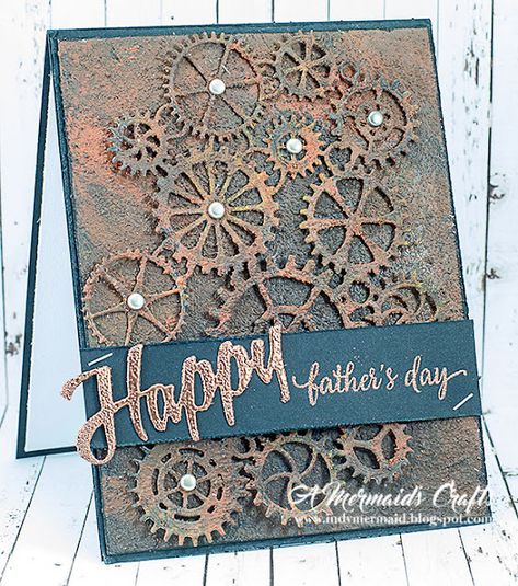 Mermaids Crafts, Father's Day Cards Handmade, Steampunk Cards, Clock Card, Men Masculine, Card For Men, Mermaid Crafts, Tim Holtz Cards, Masculine Birthday Cards