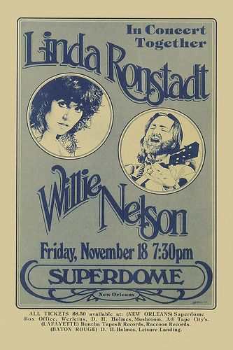 Vintage Concert Posters, Music Concert Posters, Vintage Music Posters, Linda Ronstadt, Music Pics, Concert Poster, Willie Nelson, Country Artists, Tour Posters