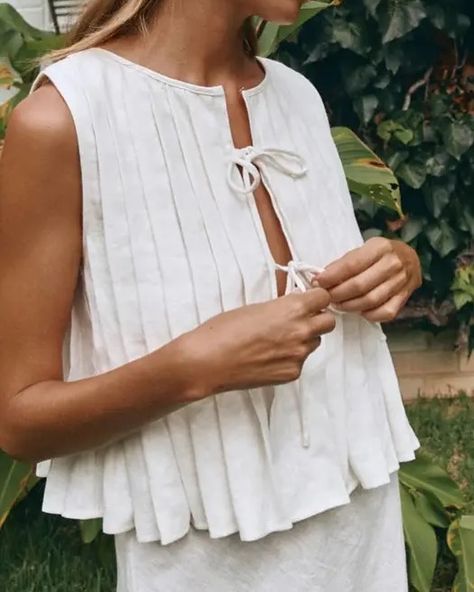 Trend of the Summer- tie front blouses and long shorts. Try on in-store! . . #tiefront #tiefronttop #summerstyle #summervibes #newclothes Linen Tank Top, Linen Tank, Ladies Top, Style And Grace, Front Tie Top, Long Shorts, Kids Sleepwear, Fashion Sewing, Try On