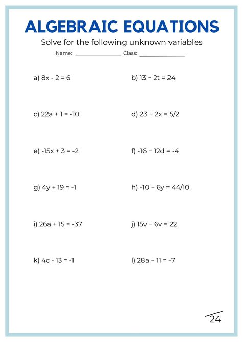 Solving Linear Equations Worksheet, Basic Algebra Worksheets, Linear Equations Worksheet, Solving Algebraic Equations, Algebraic Equations, Basic Algebra, Algebra Problems, Valentine Doodle, College Math