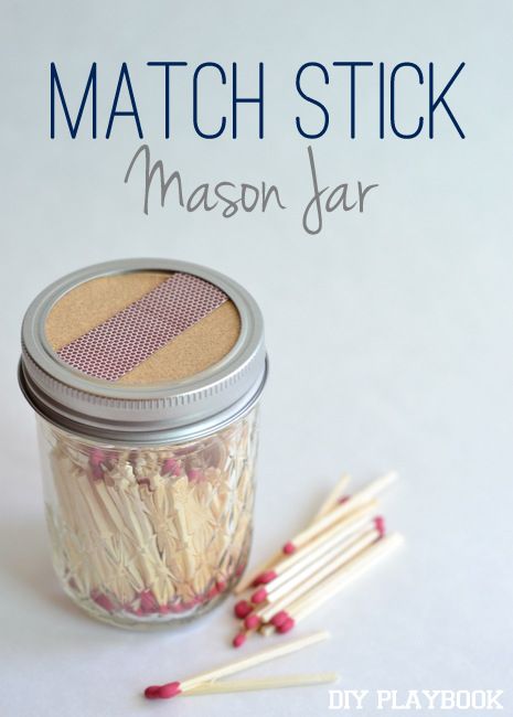 Match Stick Mason Jar Easy DIY Project Tutorial  | DIY Playbook Diy Mason Jar Ideas, Matchstick Holder, Mason Jar Organization, Chalk Paint Mason Jars, Mason Jar Bathroom, Mason Jar Projects, Diy Playbook, Ball Jar, Diy Mason Jar