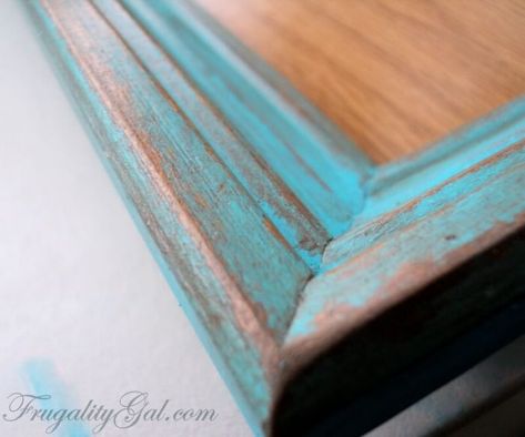 DIY Distressed Frame Tutorial using "tools" that we all have at home. If you have a sock, a nail file and a paint brush you can easily tackle this project! Frame Tutorial, Distressed Frames, Diy Picture Frames, Paint Projects, Distressed Painting, Wood Picture Frames, Painting Tips, Diy Frame, How To Distress Wood