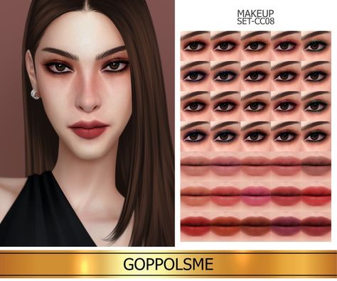 Sims4 Makeup, Makeup Cc, Natural Hair Mask, Sims 4 Cc Makeup, Sims 4 Body Mods, Sims Games, Sims 4 Dresses, Gold Eyeshadow, Gold Makeup