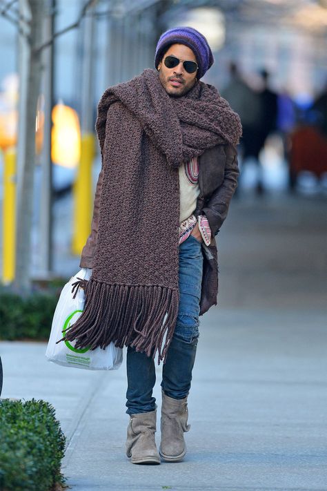 Lenny Kravitz Opens Up About His Giant Scarf Meme: 'I Cannot Escape This' Scarf Trends, Big Scarf, Lenny Kravitz, Katniss Everdeen, Channing Tatum, Large Scarf, Catching Fire, Mockingjay, Mens Scarves