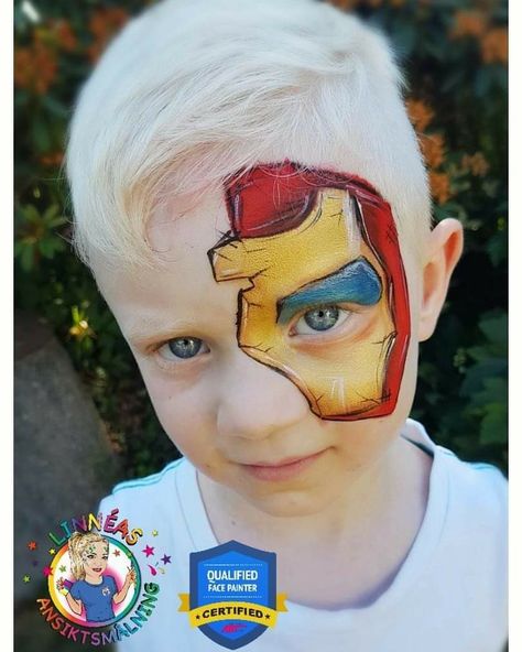 Super Hero Face Paint, Iron Man Face Paint, Superhero Face Painting, Painting Design Ideas, Animal Face Paintings, Face Painting Tips, Face Painting For Boys, Paint Face, Course Ideas