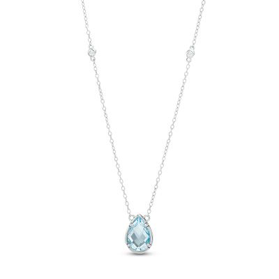 Pear-Shaped+Blue+and+White+Topaz+Station+Necklace+in+Sterling+Silver Light Blue Necklace, Blue Topaz Necklace, Topaz Necklace, Blue Topaz Stone, Local Jewelry, Sky Blue Topaz, Station Necklace, Topaz Stone, Cute Necklace