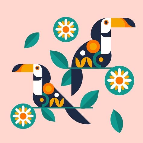 Free Vector Illustration, Geometric Vector, Geometric Animals, Design Geometric, Pattern Illustration, Animal Pattern, Flat Design, Vector Photo, Animal Illustration