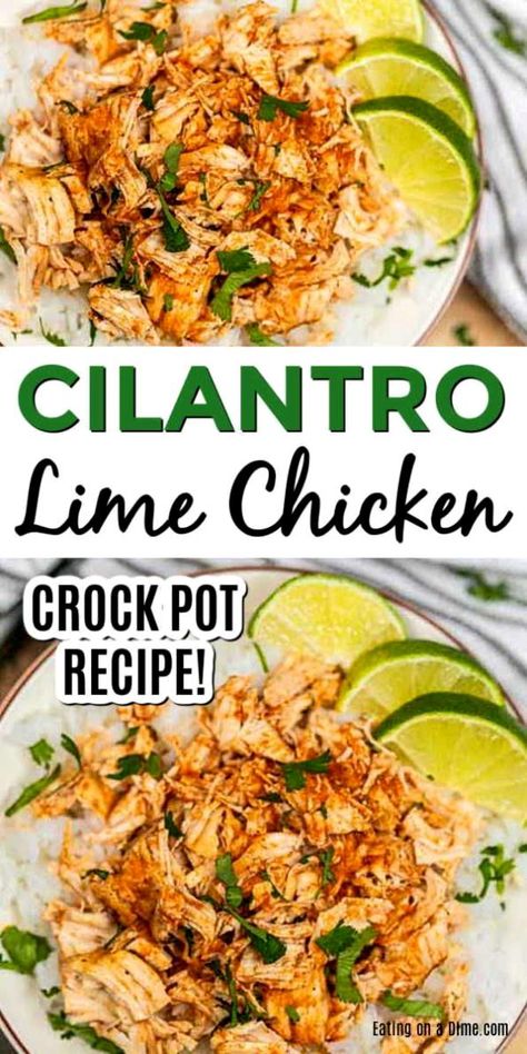 This Cilantro Lime Chicken Crockpot Recipe is packed with flavor! Slow cooker cilantro lime chicken is a meal the whole family will enjoy! Cilantro Lime Chicken Crock Pot, Lime Chicken Recipes, Chicken Crock Pot, Chicken Crockpot Recipes Easy, Crockpot Dinners, Cilantro Lime Chicken, Crockpot Cooking, Lime Chicken, Slow Cooker Meals