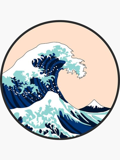 Great Wave Painting, Waves Aesthetic Drawing, The Great Wave, Waves Cartoon, Wave Drawing, Japandi Art, Waves Icon, Wave Illustration, Small Tattoo