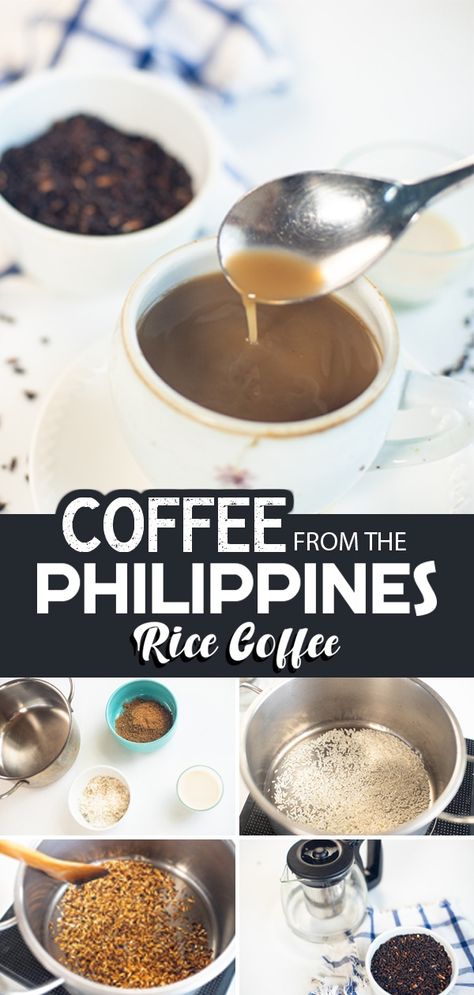 Try this super easy and delicious Rice Coffee recipe from the Philippines that has no caffeine, gluten-free, and has a very low-calorie hit. With 4 ingredients only, you can have this healthy coffee drink that you will love! Healthy Coffee Drinks, Rice Drink, Classic Eggnog, Low Carb Rice, No Caffeine, Rice Pudding Recipe, Delicious Rice, Coffee Substitute, Easy Rice