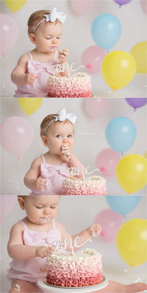 Quinn's Pastel Cake Smash | Charlotte Baby Girl Photographer  #pastelcakesmash #babygirlcakesmash Smash Cake Girl Photoshop, Cake Smash Baby Girl, Cake Smash Poses, Baby Cake Smash Ideas, One Year Smash Cake Girl, Smash Cakes Girl 1st Birthday, One Year Birthday Cake Girl, 1st Birthday Smash Cake Girl, Unique Cake Smash Ideas