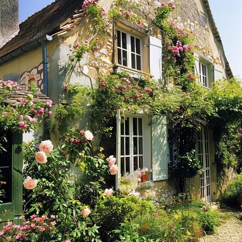 french_cottage_garden 3 Cottage Garden Inspiration, Garden Inspiration Ideas, French Country Patio, Romantic Courtyard, Dollhouse Cottage, French Cottage Garden, Country Patio, Speaking French, Romantic Hideaways