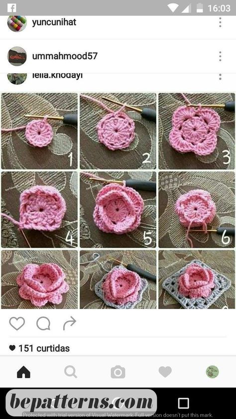 Granny Square Top Patterns | Free and Easy Crochet Tutorials | Cozy Ideas for Beginners Crochet Ring Patterns, Crochet Flower Squares, Granny Square Crochet Patterns Free, Mode Crochet, Crocheted Flowers, Crochet Stitches For Beginners, Crochet Flower Tutorial, Crochet Square Patterns, Crochet Rose