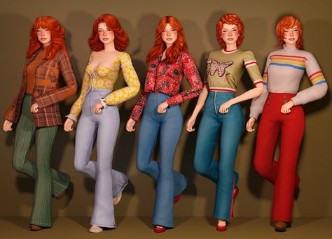 Jeans Shoes Outfit, Flares Outfit, Lotes The Sims 4, Sims 4 Decades Challenge, 70s Clothing, Sims 4 Mm Cc, Outfits 70s, Tumblr Sims 4, Outfits Retro