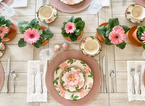 Southern Tablescape Charm: Franciscan Desert Rose Dishes - Simply Southern Cottage Desert Rose Dishes, Waltz Of The Flowers, Ladies Brunch, Southern Elegance, Southern Cottage, Franciscan Desert Rose, Spring Tablescapes, Tables Set, Sunday Evening