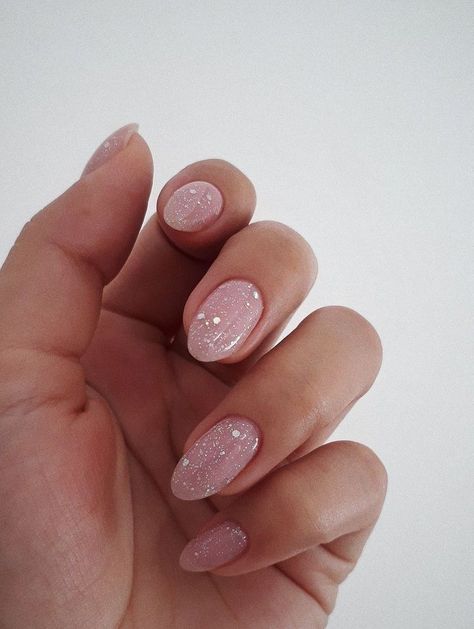 Nails Shimmer Sparkle, Simple Glitter Almond Nails, Ombre Glitter Tip Nails, Pink And Silver Nails Almond, Pink With Glitter Tips Nails, Bubble Bath With Glitter Nails, Pink Shimmer Almond Nails, Pink Glitter Ombre Nails Almond, Sparkle Almond Nails Glitter