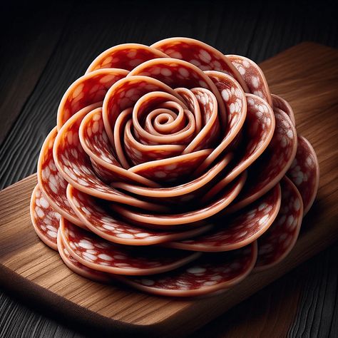 Meat flower, salami rosette Flower Salami, Valentine Charcuterie Board, Valentine Charcuterie, Charcuterie Board Inspiration, Cold Meat, Cold Cuts, Board Inspiration, Charcuterie Board, Loved Ones