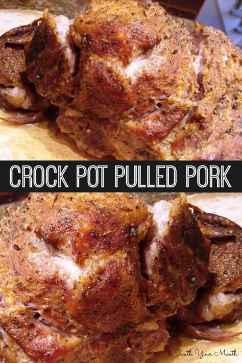 Crock Pot Pulled Pork! Pulled pork seasoned with a dry rub then cooked to perfection in a slow cooker. Pulled Pork Crock Pot Recipes Dry Rub, How To Cook Pulled Pork In Crock Pot, Dry Pulled Pork Crock Pot, Boston Button Roast Recipes Crockpot Crock Pot, Crockpot Pork Butts, Bostonbuttroast Crockpot, Pulled Pork Dry Rub Crockpot, Porkbuttroast In Crockpot, Boston But Crockpot