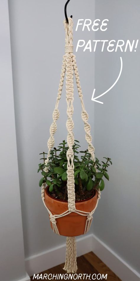 Learn how to make this simple but beautiful macrame plant hanger in this step by step tutorial and video! It's perfect for beginners or anyone who wants to make a quick macrame plant holder to beautify their space | free macrame patterns | boho plant hanger | diy plant hanger | diy rope plant hanger Macrame Plant Hanger 5mm, Diy Boho Plant Hanger, Macrame Plant Hanger Step By Step, How To Make Plant Hangers Macrame, Macrame Plant Hanger Thick Rope Diy, How To Make A Plant Hanger Out Of Rope, Hemp Plant Hanger Diy, Diy Macrame Plant Hanger Pattern Hanging Baskets, Yarn Macrame Plant Hanger