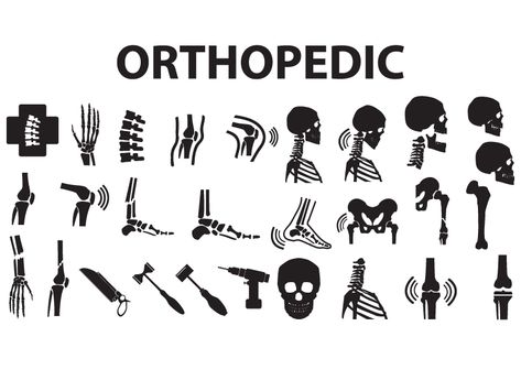 Orthopedic spinal joint bone human medical flat icons. by jatupon Orthopedic Tattoo, Thoracic Cage, Femur Bone, Ankle Surgery, Medical Health Care, Surgical Technologist, Medical Theme, Medical Logo Design, Medical Icon