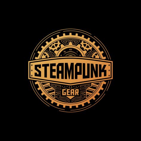 Steampunk gear badge | Premium Vector #Freepik #vector #vintage #gold #circle #badge Circle Logo Design Ideas Graphics, Steampunk Logo, Punk Logo, Steampunk Illustration, Gear Logo, Circle Logo Design, Logo Sewing, Logo Shapes, Punk Design