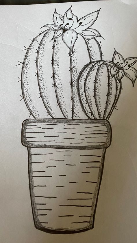 cactus drawing Drawing Ideas Plants, Easy Drawing Ideas, Cactus Drawing, Mixed Art, Flowers Pretty, Plant Drawing, Easy Drawing, Cute Easy Drawings, Plants Flowers