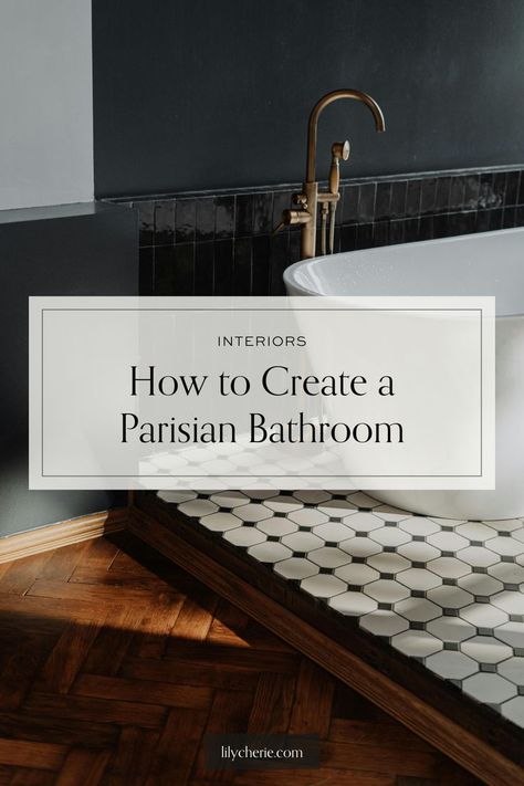 parisian bathroom Very Small Guest Bathroom Ideas, Parisian Bathroom French Style Modern, Parisian Bathroom Tile, Modern French Powder Room, Parisian House Decor, European Bathroom Aesthetic, Parisian Hotel Bathroom, French Interior Design Bathroom, Powder Room Art Deco