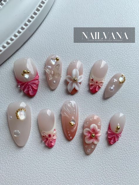 Hi there,  Welcome to Nailvana, your daily nailbox Every pair of press on nails are handmade and reusable. Please note that every nails are made by order, it will take around 1 -2 week to work on each pair, processing time may varie due to complexity of each nails.                                                            Each set of your nails will include - 1 SHEET STICKY TABS - 1 NAIL FILE - 1 ALCOHOL WIPE - 3 CUTICLE TOOL                                                             How Do I Nails Pink Acrylic, Press On Nails Pink, Pink Tip Nails, Gel Nail Art Designs, Nail Art Gel, Acrylic Press On Nails, Simple Gel Nails, Girly Acrylic Nails, Summery Nails