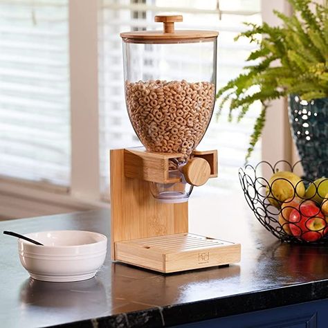 Amazon must have Bamboo cereal dispenser all natural bamboo Food Dispensers, Cereal Dispenser, Glass Measuring Cup, Bowl Of Cereal, Food Dispenser, Candy Dispenser, Storage Canisters, Kitchen Canisters, Trail Mix