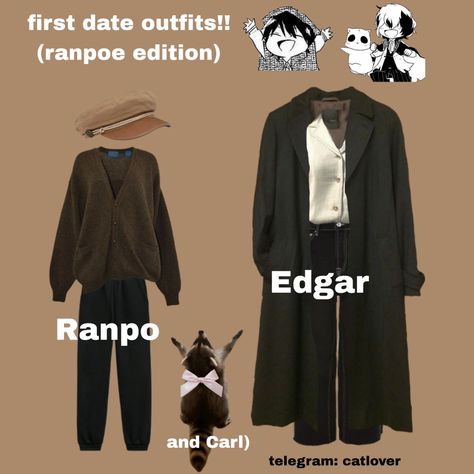 Ranpo Edogawa Clothes, Ranpoe Aquarium Date, Ranpoe Headcanon, Ranpo Outfit, Ranpoe Cosplay, Bsd Clothes, Poe And Ranpo Bsd, Bsd Outfits, Poe X Ranpo Bsd