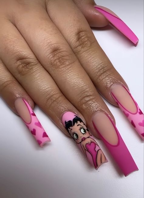 Disney Acrylic Nails, Retro Nails, Hard Nails, Long Acrylic Nail Designs, Vintage Nails, Nail Designs Valentines, Colored Acrylic Nails, Nails Design With Rhinestones, Dope Nail Designs