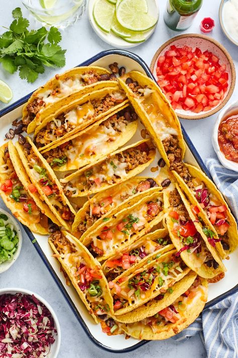 Cheesy Baked Tacos, Oven Baked Tacos, Oven Tacos, Baked Tacos, Southwestern Recipes, Cocktail Party Food, Taco Shells, Taco Ingredients, Fresh Guacamole